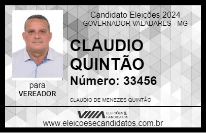 Candidato CLAUDIO QUINTÃO 2024 - GOVERNADOR VALADARES - Eleições