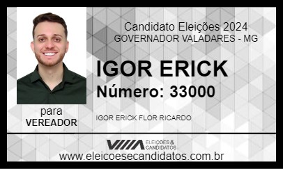 Candidato IGOR ERICK 2024 - GOVERNADOR VALADARES - Eleições