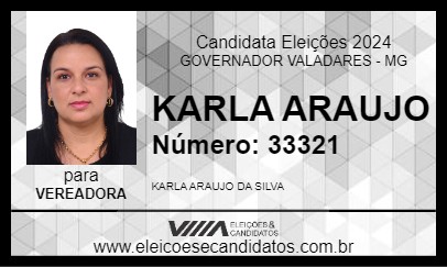 Candidato KARLA ARAUJO 2024 - GOVERNADOR VALADARES - Eleições