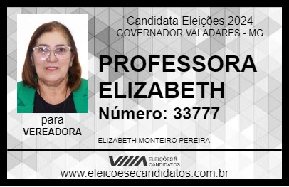 Candidato PROFESSORA ELIZABETH 2024 - GOVERNADOR VALADARES - Eleições