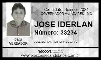 Candidato JOSE IDERLAN 2024 - GOVERNADOR VALADARES - Eleições