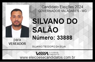 Candidato SILVANO DO SALÃO 2024 - GOVERNADOR VALADARES - Eleições