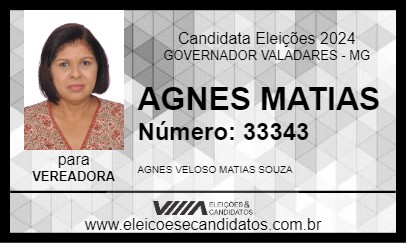 Candidato AGNES MATIAS 2024 - GOVERNADOR VALADARES - Eleições