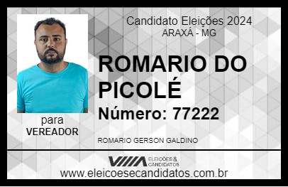 Candidato ROMARIO DO PICOLÉ 2024 - ARAXÁ - Eleições