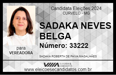 Candidato SADAKA NEVES BELGA 2024 - CURVELO - Eleições