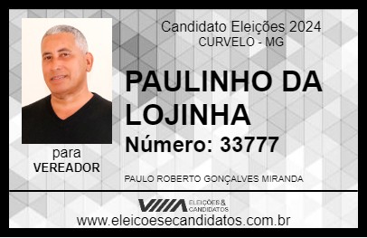 Candidato PAULINHO DA LOJINHA 2024 - CURVELO - Eleições