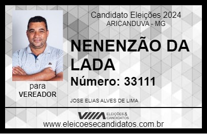 Candidato NENENZÃO DA LADA 2024 - ARICANDUVA - Eleições