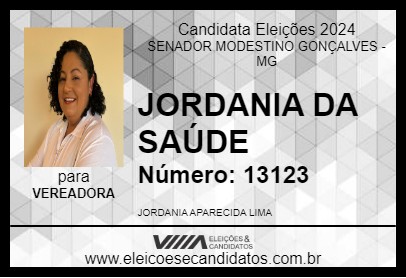 Candidato JORDANIA DA SAÚDE 2024 - SENADOR MODESTINO GONÇALVES - Eleições