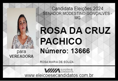 Candidato ROSA DA CRUZ PACHICO 2024 - SENADOR MODESTINO GONÇALVES - Eleições