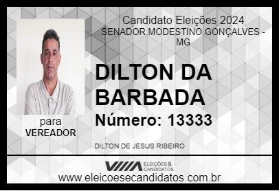 Candidato DILTON DA BARBADA 2024 - SENADOR MODESTINO GONÇALVES - Eleições