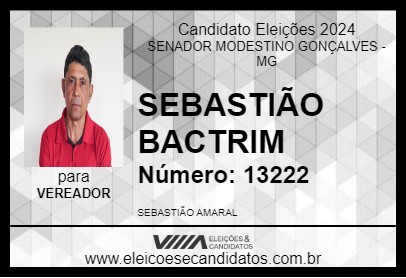 Candidato SEBASTIÃO BACTRIM 2024 - SENADOR MODESTINO GONÇALVES - Eleições