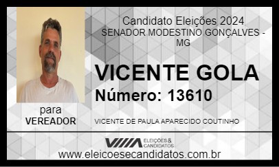 Candidato VICENTE GOLA 2024 - SENADOR MODESTINO GONÇALVES - Eleições