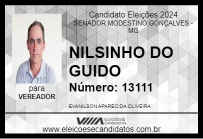 Candidato NILSINHO DO GUIDO 2024 - SENADOR MODESTINO GONÇALVES - Eleições