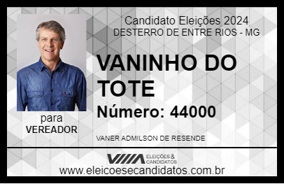 Candidato VANINHO DO TOTE 2024 - DESTERRO DE ENTRE RIOS - Eleições