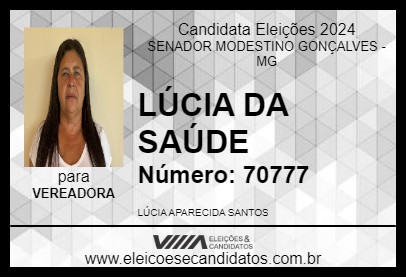 Candidato LÚCIA DA SAÚDE 2024 - SENADOR MODESTINO GONÇALVES - Eleições