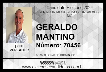 Candidato GERALDO MANTINO 2024 - SENADOR MODESTINO GONÇALVES - Eleições