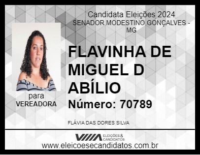 Candidato FLAVINHA DE MIGUEL D ABÍLIO 2024 - SENADOR MODESTINO GONÇALVES - Eleições