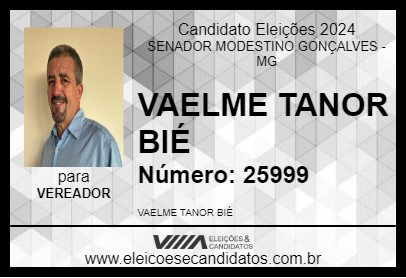 Candidato VAELME TANOR BIÉ 2024 - SENADOR MODESTINO GONÇALVES - Eleições