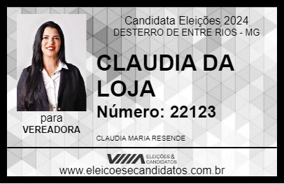 Candidato CLAUDIA DA LOJA 2024 - DESTERRO DE ENTRE RIOS - Eleições