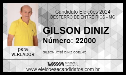 Candidato GILSON DINIZ 2024 - DESTERRO DE ENTRE RIOS - Eleições