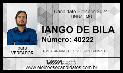 Candidato IANGO DE BILA 2024 - ITINGA - Eleições