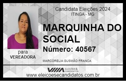 Candidato MARQUINHA DO SOCIAL 2024 - ITINGA - Eleições