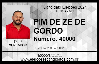 Candidato PIM DE ZE DE GORDO 2024 - ITINGA - Eleições