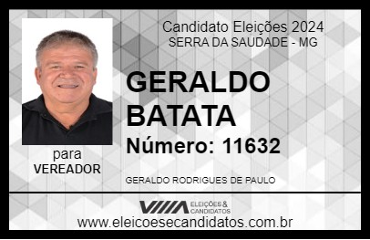 Candidato GERALDO BATATA 2024 - SERRA DA SAUDADE - Eleições