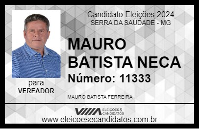 Candidato MAURO BATISTA NECA 2024 - SERRA DA SAUDADE - Eleições