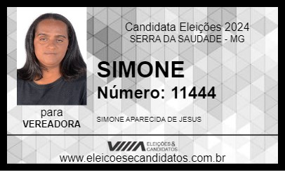 Candidato SIMONE 2024 - SERRA DA SAUDADE - Eleições