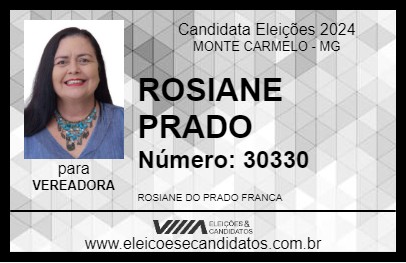 Candidato ROSIANE PRADO 2024 - MONTE CARMELO - Eleições