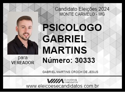 Candidato PSICOLOGO GABRIEL MARTINS 2024 - MONTE CARMELO - Eleições