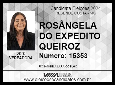 Candidato ROSÂNGELA DO EXPEDITO QUEIROZ 2024 - RESENDE COSTA - Eleições