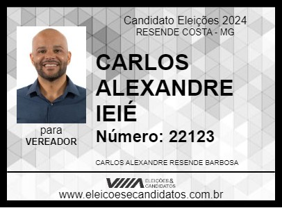 Candidato CARLOS ALEXANDRE  IEIÉ 2024 - RESENDE COSTA - Eleições