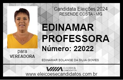 Candidato EDINAMAR PROFESSORA 2024 - RESENDE COSTA - Eleições