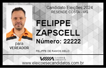 Candidato FELIPPE ZAPSCELL 2024 - RESENDE COSTA - Eleições