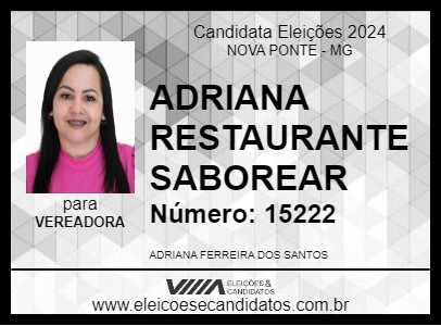 Candidato ADRIANA RESTAURANTE SABOREAR 2024 - NOVA PONTE - Eleições