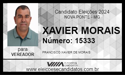 Candidato XAVIER MORAIS 2024 - NOVA PONTE - Eleições