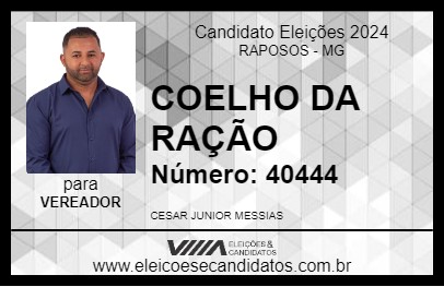 Candidato COELHO DA RAÇÃO 2024 - RAPOSOS - Eleições