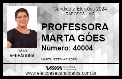 Candidato PROFESSORA MARTA GÓES 2024 - RAPOSOS - Eleições