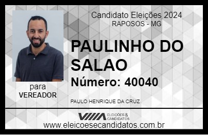 Candidato PAULINHO DO SALAO 2024 - RAPOSOS - Eleições