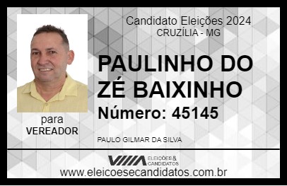 Candidato PAULINHO DO ZÉ BAIXINHO 2024 - CRUZÍLIA - Eleições