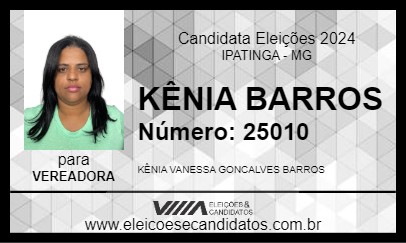 Candidato KÊNIA BARROS 2024 - IPATINGA - Eleições