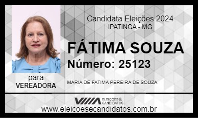 Candidato FÁTIMA SOUZA 2024 - IPATINGA - Eleições