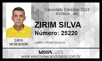 Candidato ZIRIM SILVA 2024 - IPATINGA - Eleições