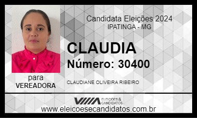 Candidato CLAUDIA 2024 - IPATINGA - Eleições