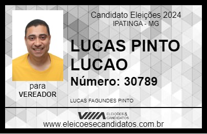 Candidato LUCAS PINTO LUCAO 2024 - IPATINGA - Eleições