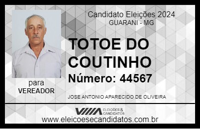 Candidato TOTOE DO COUTINHO 2024 - GUARANI - Eleições