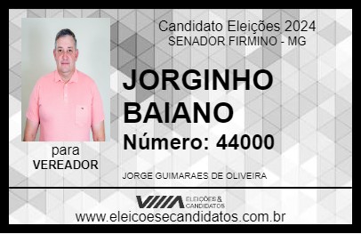 Candidato JORGINHO BAIANO 2024 - SENADOR FIRMINO - Eleições