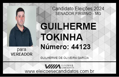 Candidato GUILHERME TOKINHA 2024 - SENADOR FIRMINO - Eleições